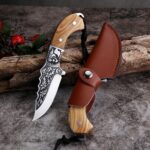 Embossed Carved Mongolian Hunting Knife For Handcraft Handle Meat Knife Tibetan Knife