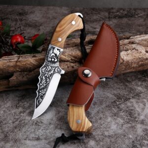 Embossed Carved Mongolian Hunting Knife For Handcraft Handle Meat Knife Tibetan Knife