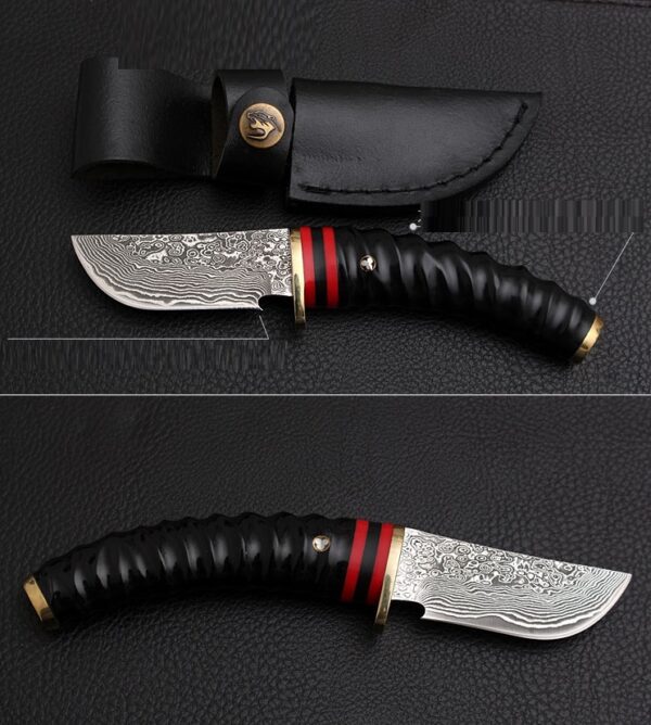 Handforged Damascus Hunting Knife Fixed Knife Antler Damascus Steel Straight Knife Outdoor Camping Tactical Knife - Image 2