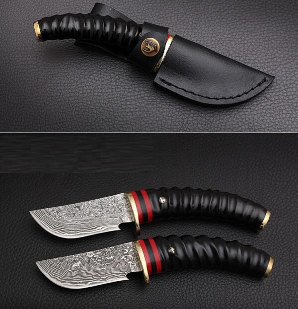 Handforged Damascus Hunting Knife Fixed Knife Antler Damascus Steel Straight Knife Outdoor Camping Tactical Knife - Image 5